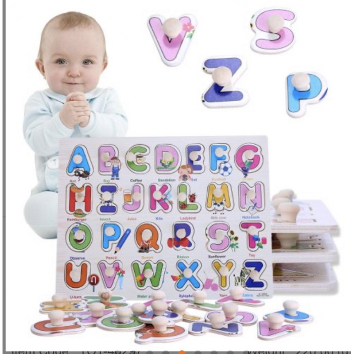 Early Education Enlightenment Baby Kids Cognitive Board Grasping Board Letter Number Graphics Wooden Puzzle - Letter