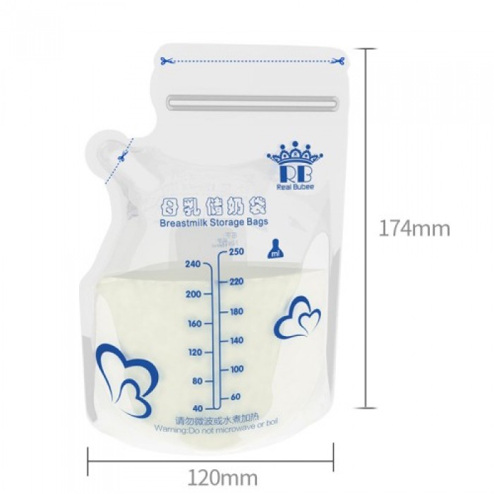 REAL BUBEE Breast Milk Storage Bags 250 ml With Double Sealing Milk Freezer Bags
